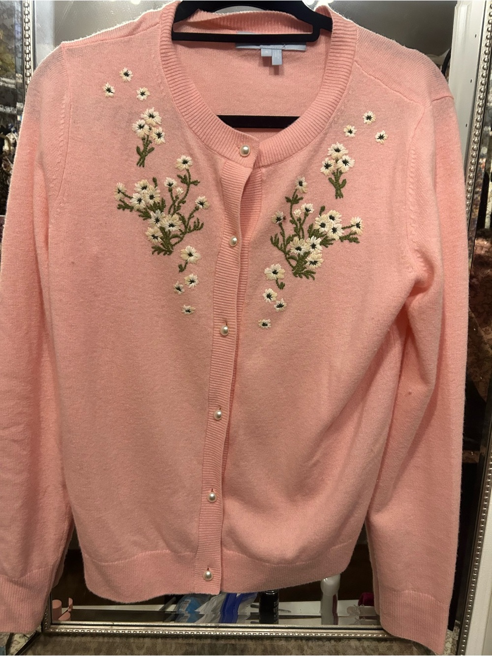 Hill house home floral pink cardigan size small